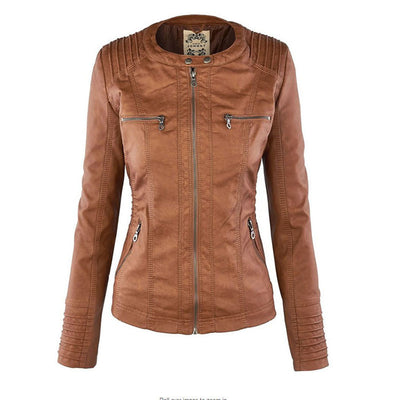 Veste en cuir PU avec capuche pour femmes