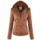 Veste en cuir PU avec capuche pour femmes
