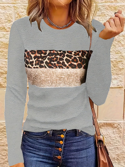 Camicia da donna a maniche lunghe con stampa leopardata - Perfetta per tutte le stagioni