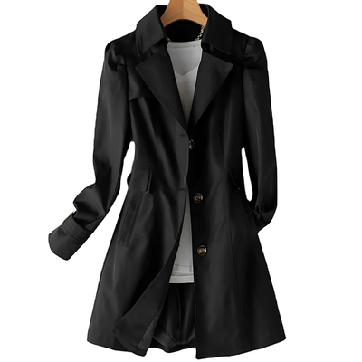 Trench da donna con bottoni - Giacca da stagione intermedia con colletto