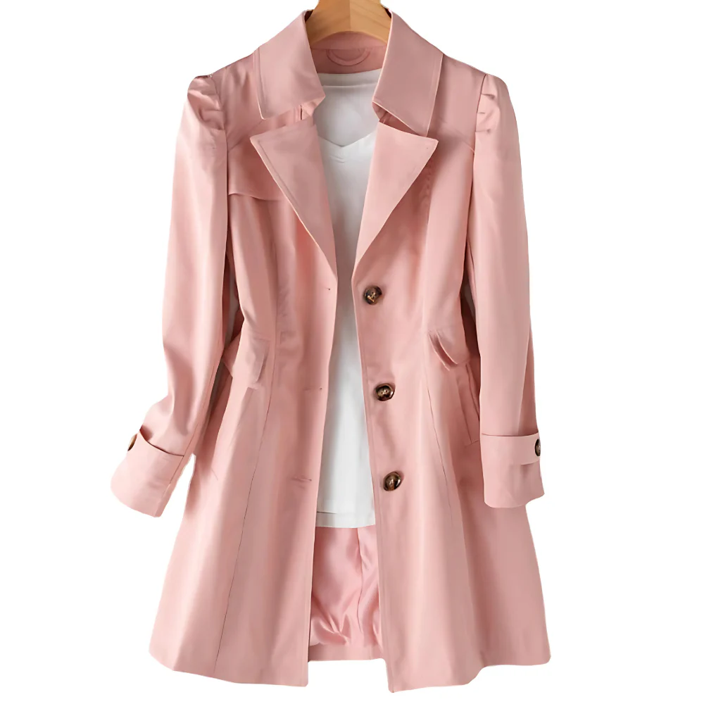 Trench da donna con bottoni - Giacca da stagione intermedia con colletto