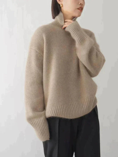 Suéter de cuello alto de lino elegante y acogedor