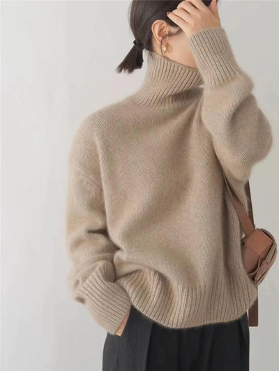 Suéter de cuello alto de lino elegante y acogedor