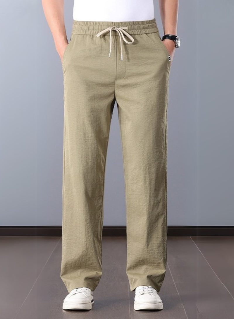 Pantalon classique en lin coupe droite pour homme, style été élégant