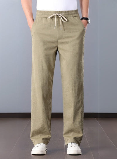 Pantalon classique en lin coupe droite pour homme, style été élégant