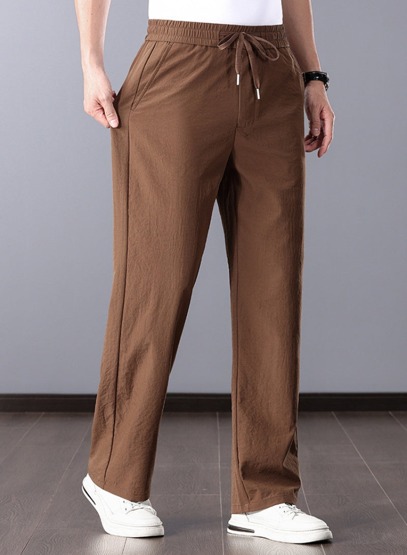 Pantalon classique en lin coupe droite pour homme, style été élégant
