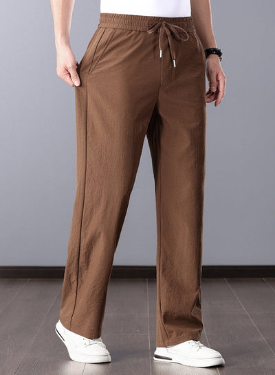 Pantalon classique en lin coupe droite pour homme, style été élégant