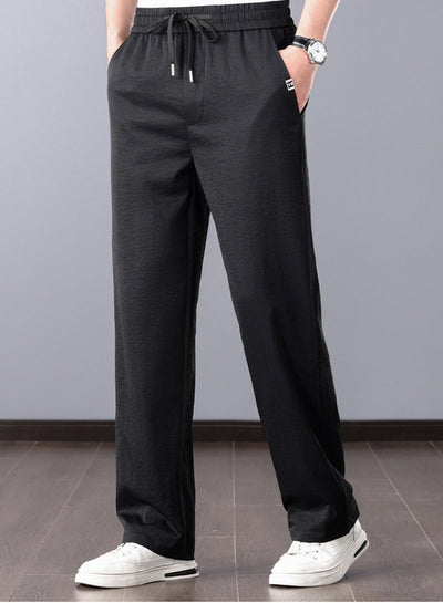Pantalon classique en lin coupe droite pour homme, style été élégant
