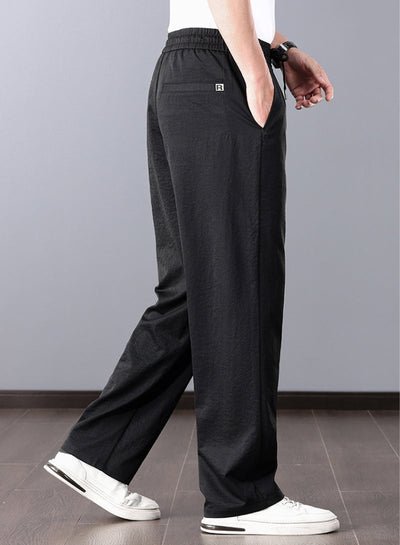 Pantalon classique en lin coupe droite pour homme, style été élégant