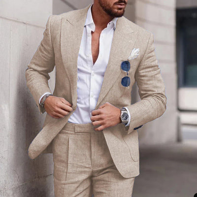 Abito da sposa 2 pezzi da uomo in lino - monopetto
