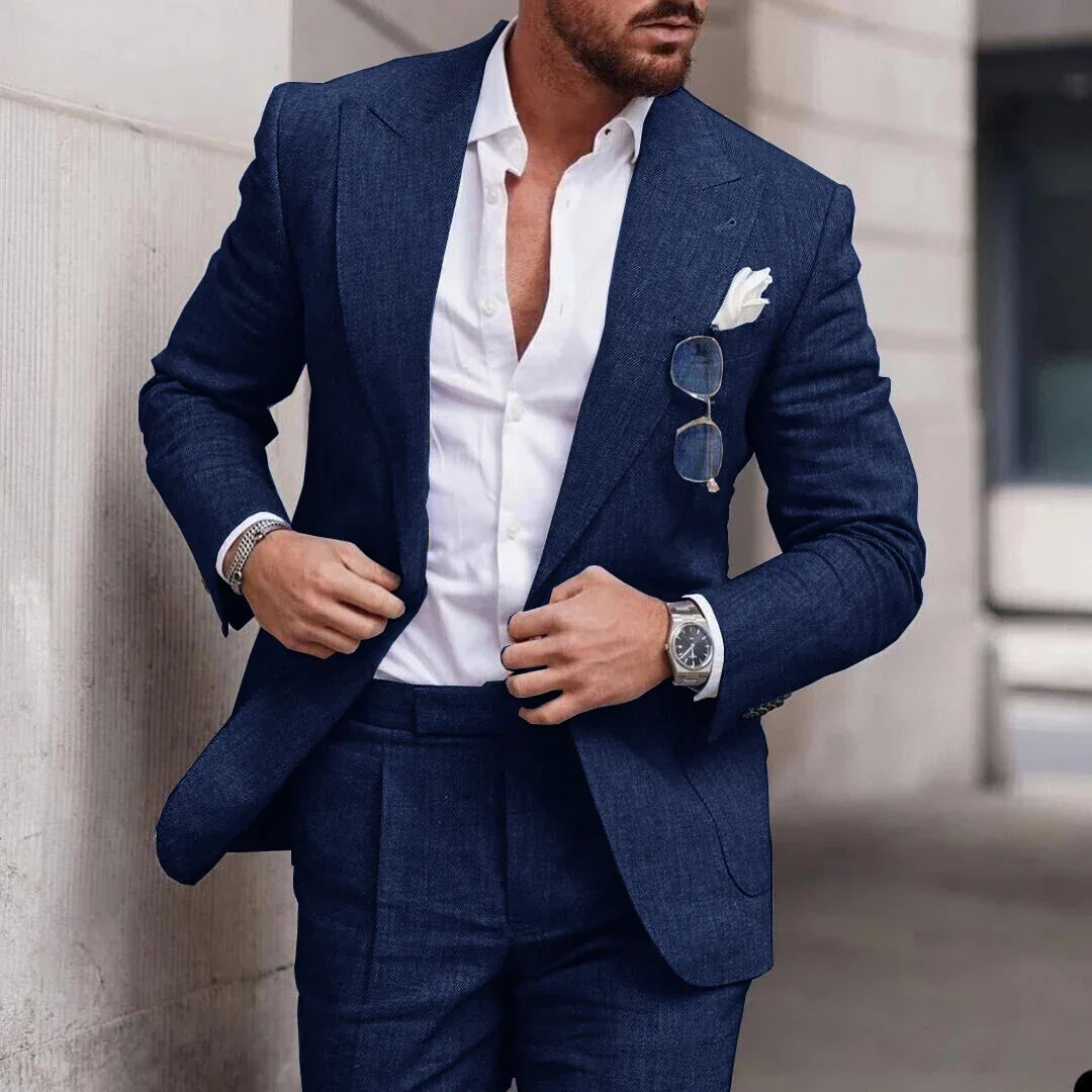 Abito da sposa 2 pezzi da uomo in lino - monopetto