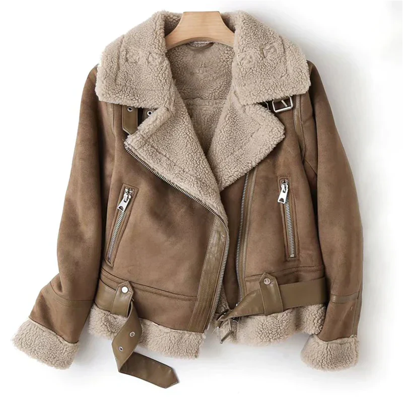 Giacca in pelle con fodera in sherpa - Macie