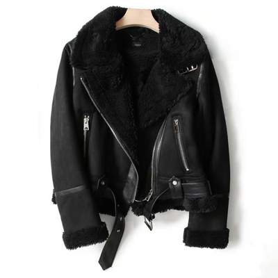 Giacca in pelle con fodera in sherpa - Macie