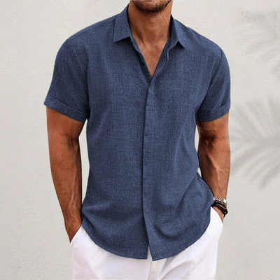 Chemise en lin à manches courtes pour homme, respirante et confortable pour l'été