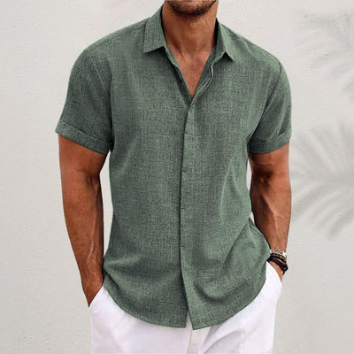 Chemise en lin à manches courtes pour homme, respirante et confortable pour l'été