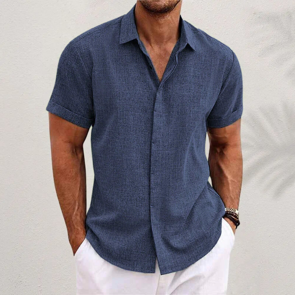 Chemise en lin à manches courtes pour homme, respirante et confortable pour l'été