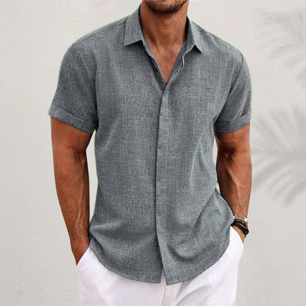 Chemise en lin à manches courtes pour homme, respirante et confortable pour l'été