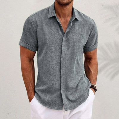 Chemise en lin à manches courtes pour homme, respirante et confortable pour l'été
