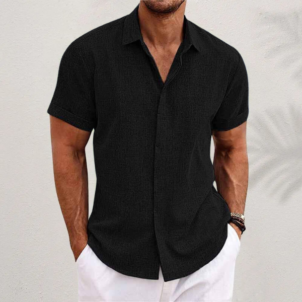 Chemise en lin à manches courtes pour homme, respirante et confortable pour l'été