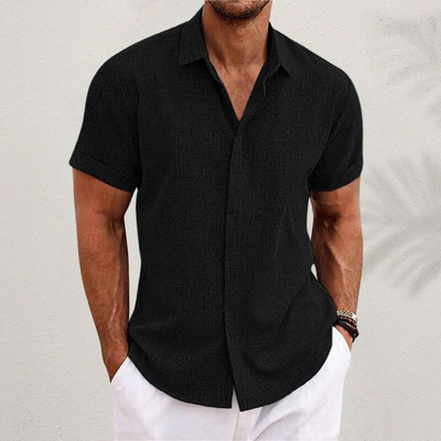 Chemise en lin à manches courtes pour homme, respirante et confortable pour l'été