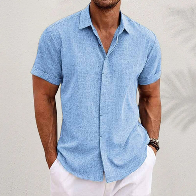 Chemise en lin à manches courtes pour homme, respirante et confortable pour l'été