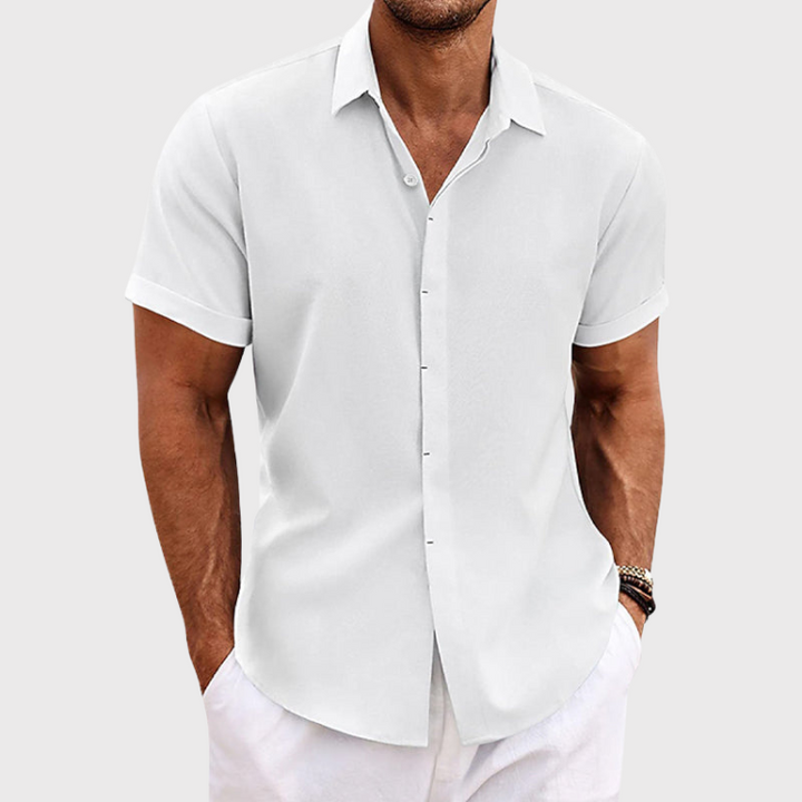 Chemise en lin à manches courtes pour homme, respirante et confortable pour l'été