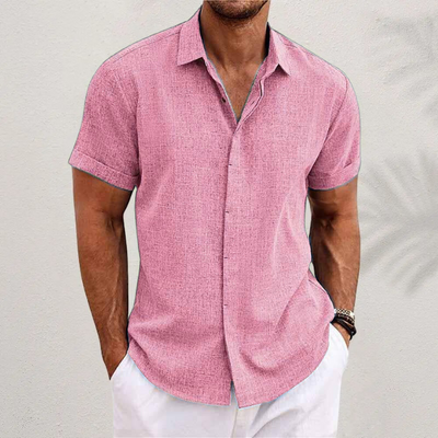 Chemise en lin à manches courtes pour homme, respirante et confortable pour l'été