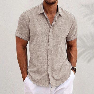 Chemise en lin à manches courtes pour homme, respirante et confortable pour l'été