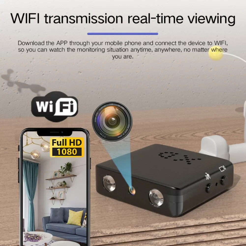 Microcamera HD con WiFi e audio - Telecamera di sicurezza compatta con visione notturna