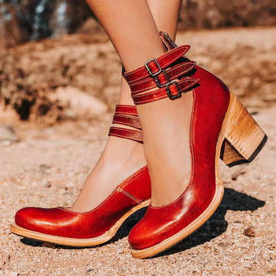 Zapatos de tacón con tiras en el tobillo de moda - Neda 