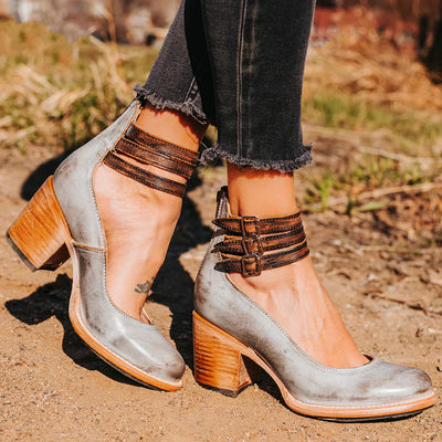 Zapatos de tacón con tiras en el tobillo de moda - Neda 