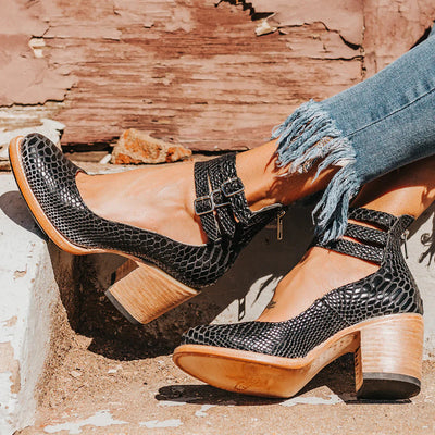 Zapatos de tacón con tiras en el tobillo de moda - Neda 
