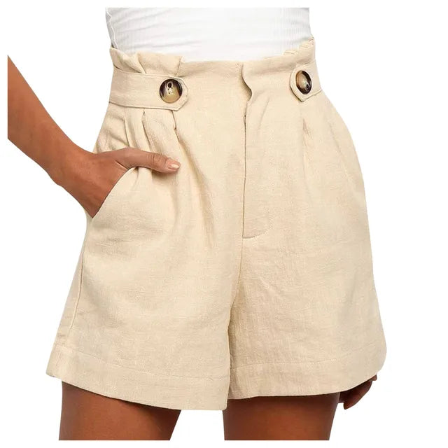 Short d'été large taille haute beige Maya