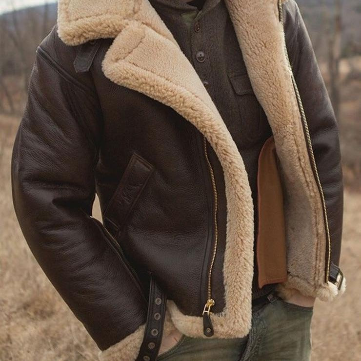 Chaqueta de hombre con solapa y cremallera. 