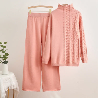 Parfait pour la mode | Ensemble pull à col roulé et pantalon chaud