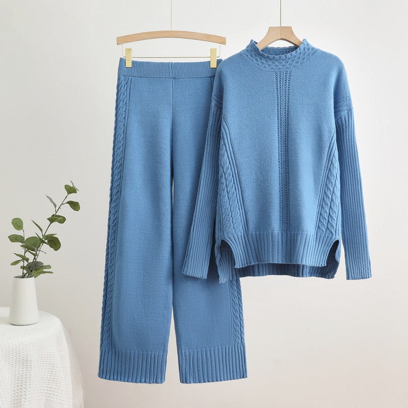Isabelle-mode | Pantalon taille haute en maille à larges fentes