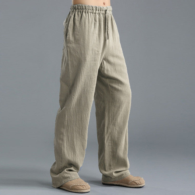 Pantalones de algodón ligeros, transpirables y holgados para hombre.