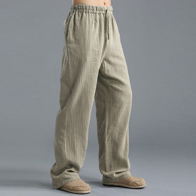 Pantalones de algodón ligeros, transpirables y holgados para hombre.