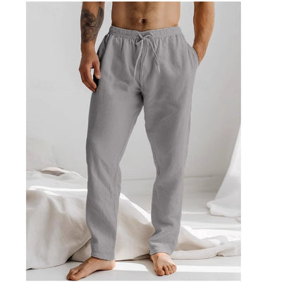 Pantalon en lin pour homme, coupe confortable, léger et respirant