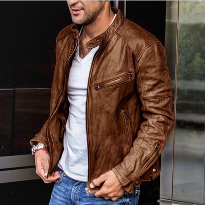 Giacca in pelle da uomo versatile e resistente alle intemperie