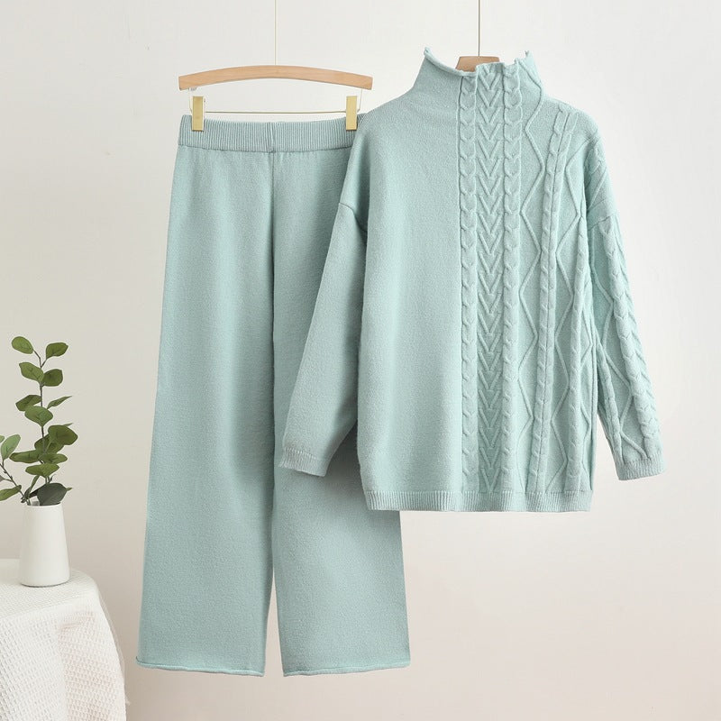 Parfait pour la mode | Ensemble pull à col roulé et pantalon chaud