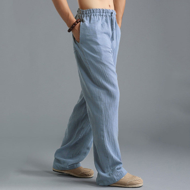 Pantalones de algodón ligeros, transpirables y holgados para hombre.