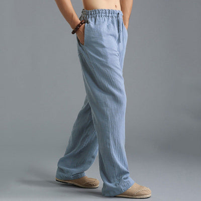 Pantalones de algodón ligeros, transpirables y holgados para hombre.