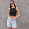 Short en jean pour femme - Coupe décontractée - Effet vieilli - Longueur bermuda