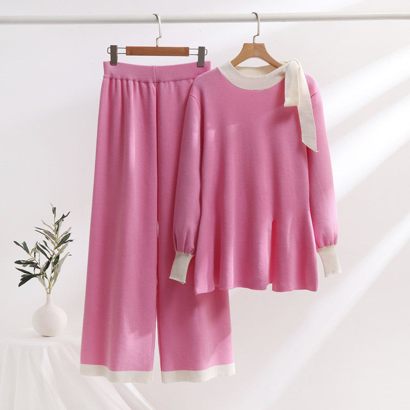 Isabelle-mode | Ensemble deux pièces en maille taille haute coupe slim