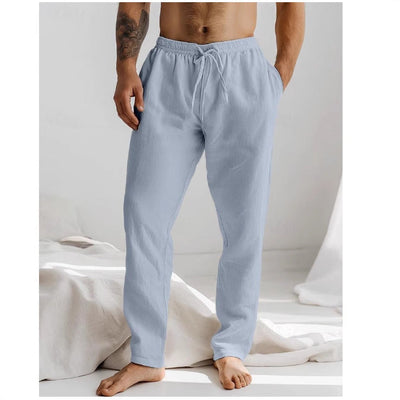 Pantalon en lin pour homme, coupe confortable, léger et respirant