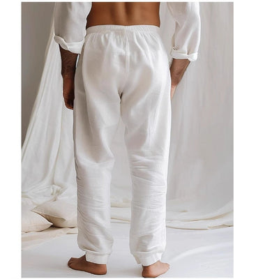 Pantalon en lin pour homme, coupe confortable, léger et respirant