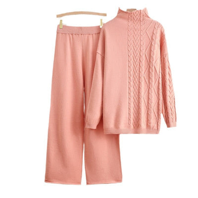 Parfait pour la mode | Ensemble pull à col roulé et pantalon chaud