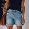 Shorts vaqueros para mujer - corte recto y relajado - dobladillo enrollado - tejido transpirable