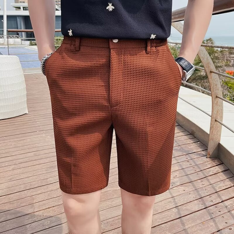 Short homme sur mesure - Coupe slim - Longueur genou - Patte de boutonnage - Passants de ceinture